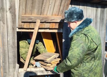 Казаки помогли подготовить дров на зиму матери мобилизованного сельчанина